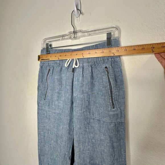 Athleta Chambray Blue Cabo Casual Linen Jogger Pant Tie Waist Front Zip 4 - Picture 16 of 16